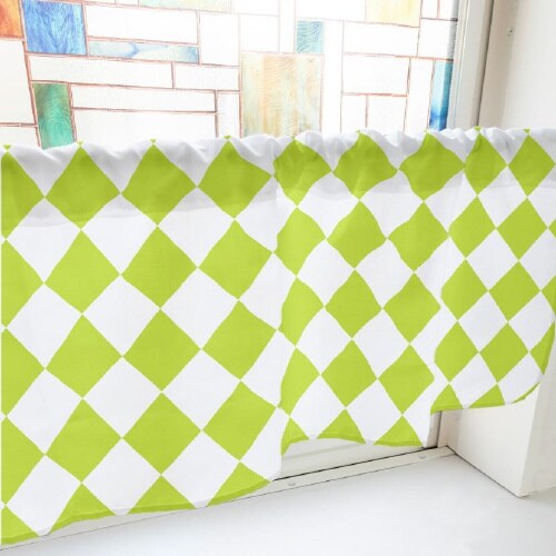 カフェカーテン40886ハーリキンチェック黄緑