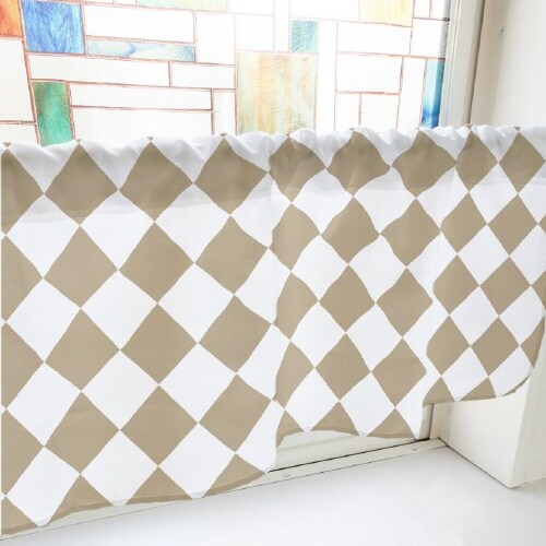 カフェカーテン40888ハーリキンチェック茶