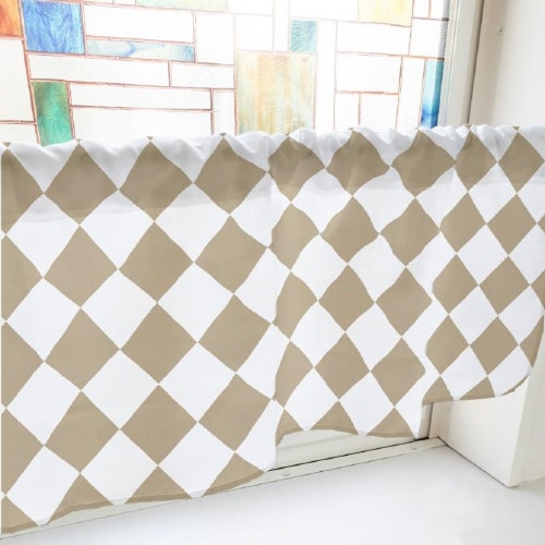 カフェカーテン40889ハーリキンチェック茶