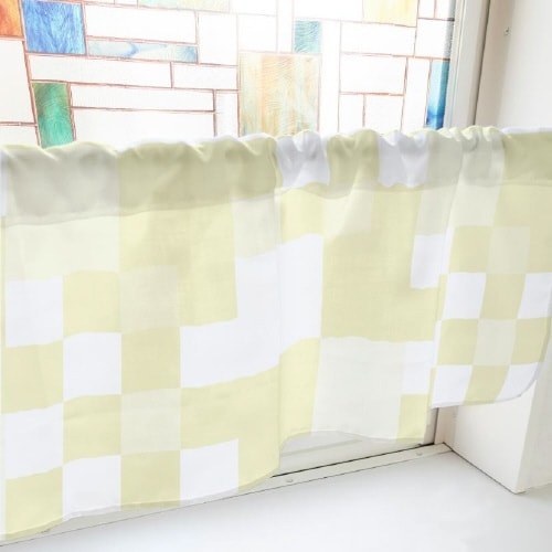 カフェカーテン40903ランダムチェック黄