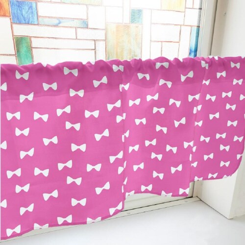 カフェカーテン40916リボンピンク