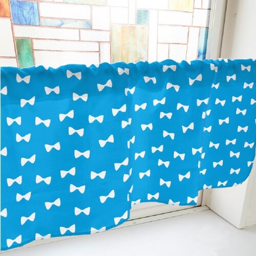 カフェカーテン40918リボン青