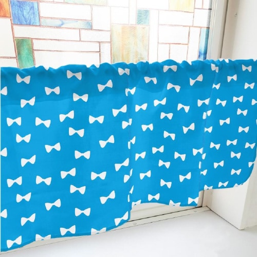 カフェカーテン40919リボン青