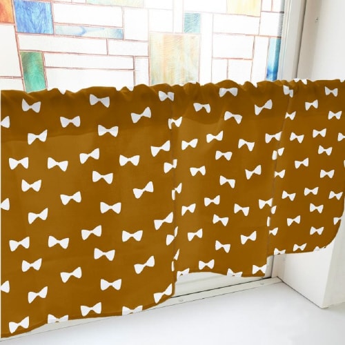 カフェカーテン40924リボン茶