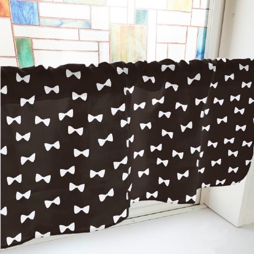 カフェカーテン40927リボン黒