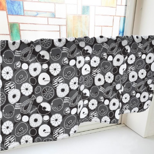 カフェカーテン40950ドーナツ黒