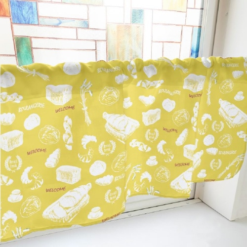 カフェカーテン40954パン黄