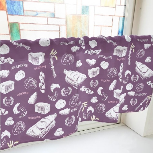 カフェカーテン40958パン紫