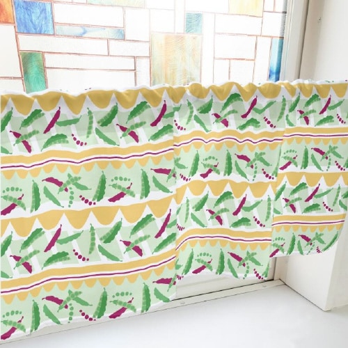 カフェカーテン40967さやえんどう黄