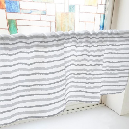 カフェカーテン40986ラフボーダーグレー