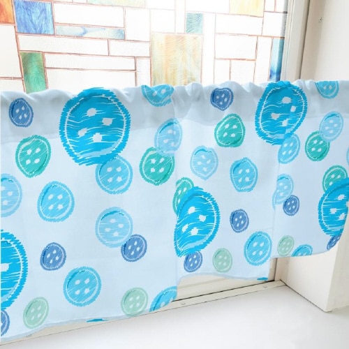 カフェカーテン40990ボタン青