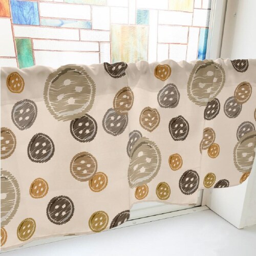 カフェカーテン40997ボタン茶