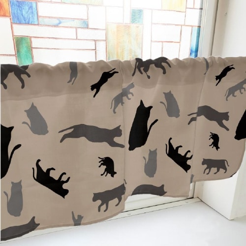 カフェカーテン41008猫シルエット茶