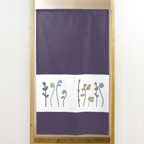 市松レースのれん41864山菜紫