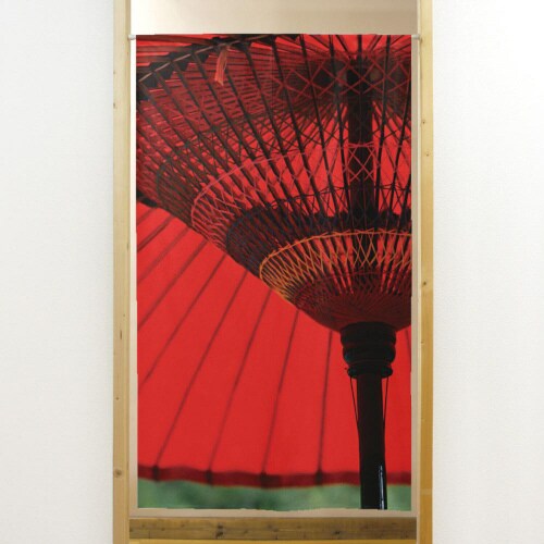 市松レースのれん41909和傘