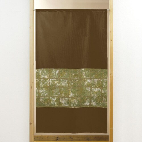 市松レースのれん41913格子模様茶