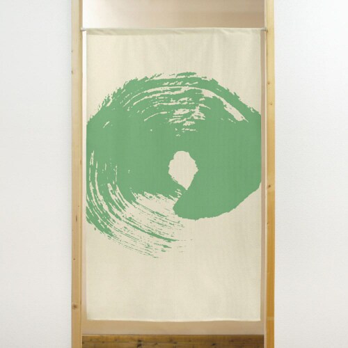 市松レースのれん41916丸緑