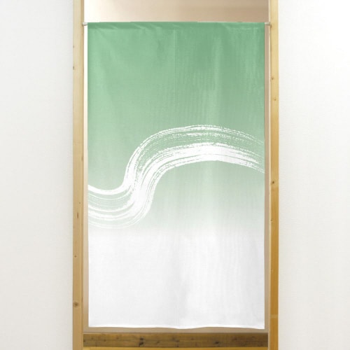 市松レースのれん41944擦れ流線緑