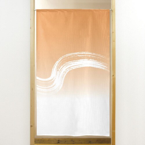 市松レースのれん41945擦れ流線オレンジ