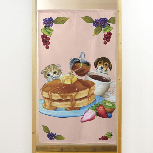 市松レースのれん41984犬猫パンケーキ