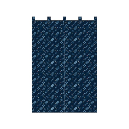 半間のれん42292かすり織物風紺