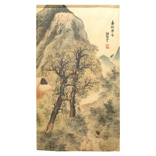 市松レースのれん43155蕪村_春林茅屋図