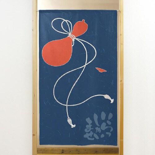 市松レースのれん44674いらっしゃ瓢箪