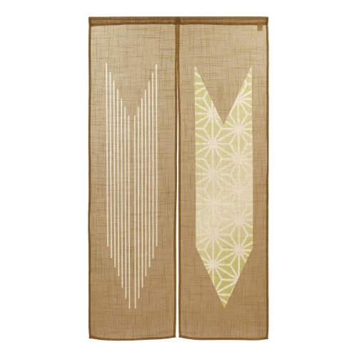 麻風スラブのれん45874半間矢絣に麻の葉