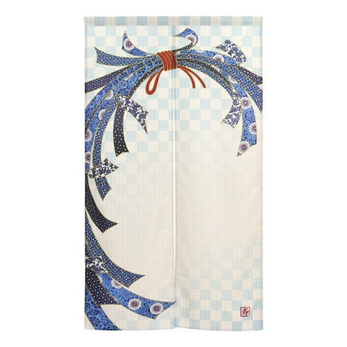 トロピカルのれん46021半間束ねのし市松