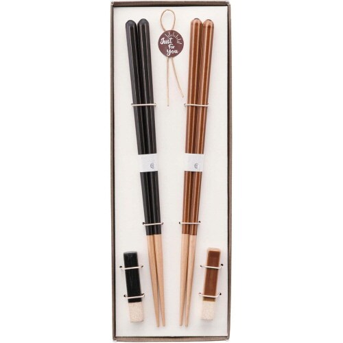 箸 箸置き セット 23cm BK×BR