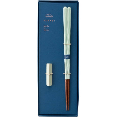 箸 箸置きセット 青磁 23cm