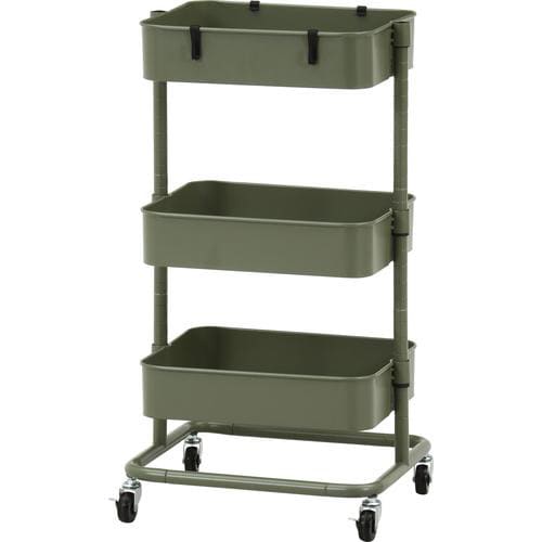 高さが調整できるワゴン マルシェ モスグリーン