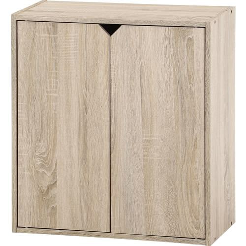 連結できる収納ボックス 扉付 オーク