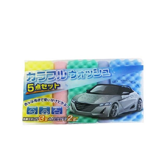 洗車スポンジ3個 拭き取りクロス2枚 E−044