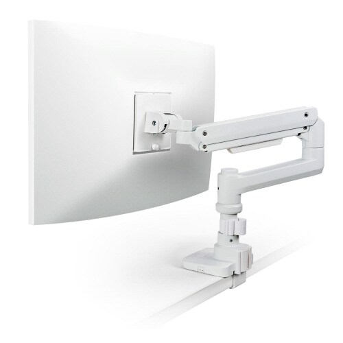 モニターアーム ロング シングル 支柱付 ホワイト