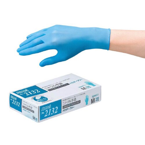 ニトリルPF手袋 フィットブルー2132S×5