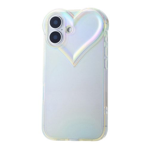 iPhone16ケースソフトハート透明オーロラ