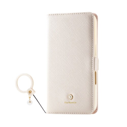 iPhone16ケースレザーミラー付白