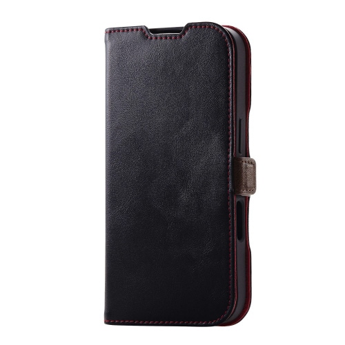 iPhone16Proケースレザースリム黒