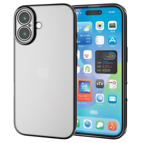 iPhone16ケースソフトメタリック黒