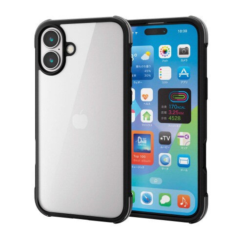 iPhone16Plusケース軽量黒×透明黒