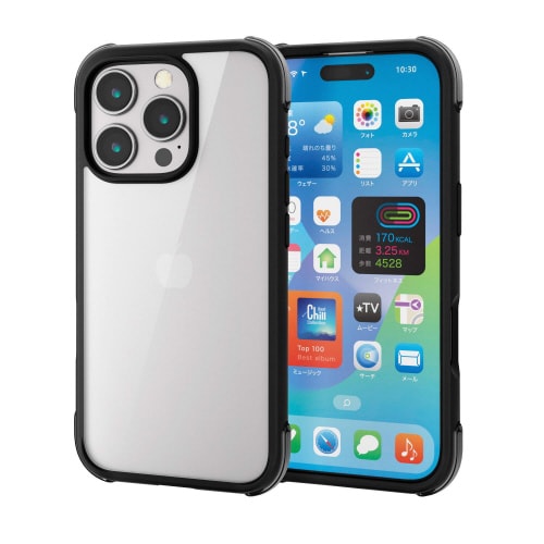 iPhone16Proケース黒×透明黒