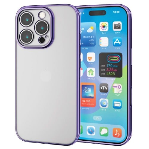 iPhone16Proケースソフト極限メタリック紫