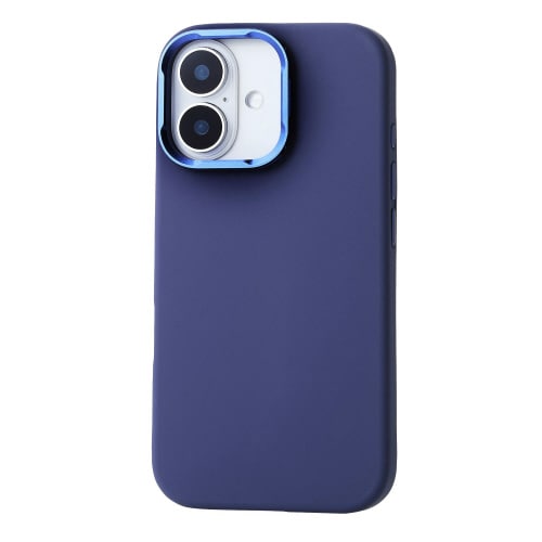 iPhone16ケースシリコンスタンド機能付紺