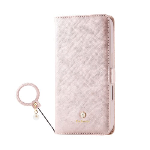 iPhone16ケースレザーミラー付ピンク