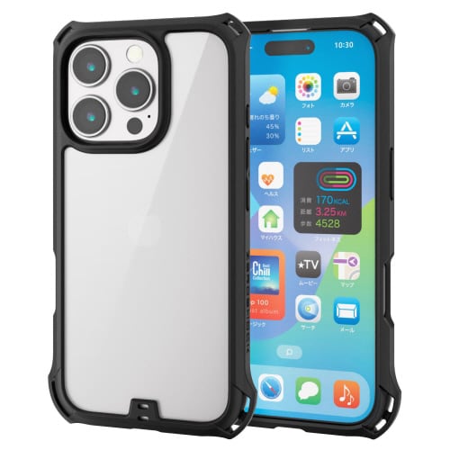 iPhone16Proケース衝撃吸収背面透明黒