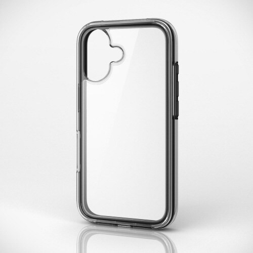 iPhone16ケースハイブリッド軽量黒×透明