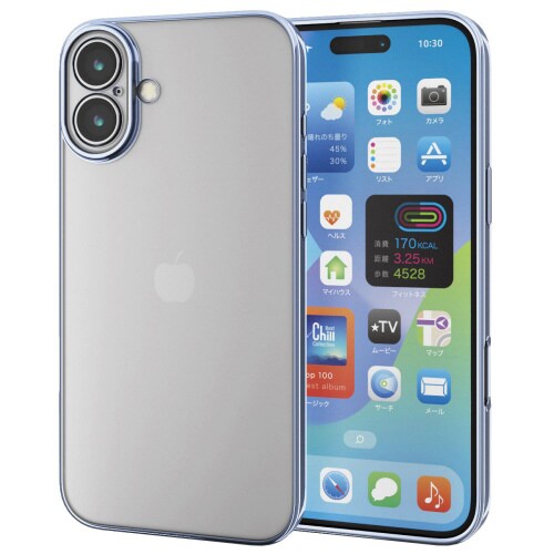 iPhone16Plusケースソフトメタリック青