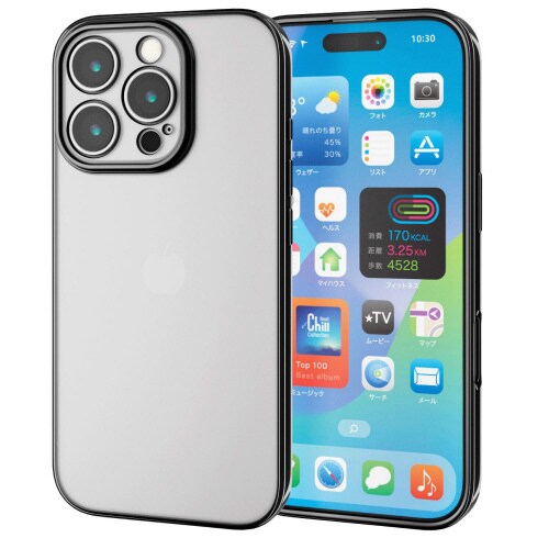 iPhone16Proケースソフト極限メタリック黒