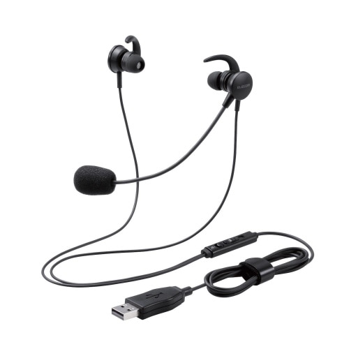 有線ヘッドセット USB−A接続 5個セット 黒